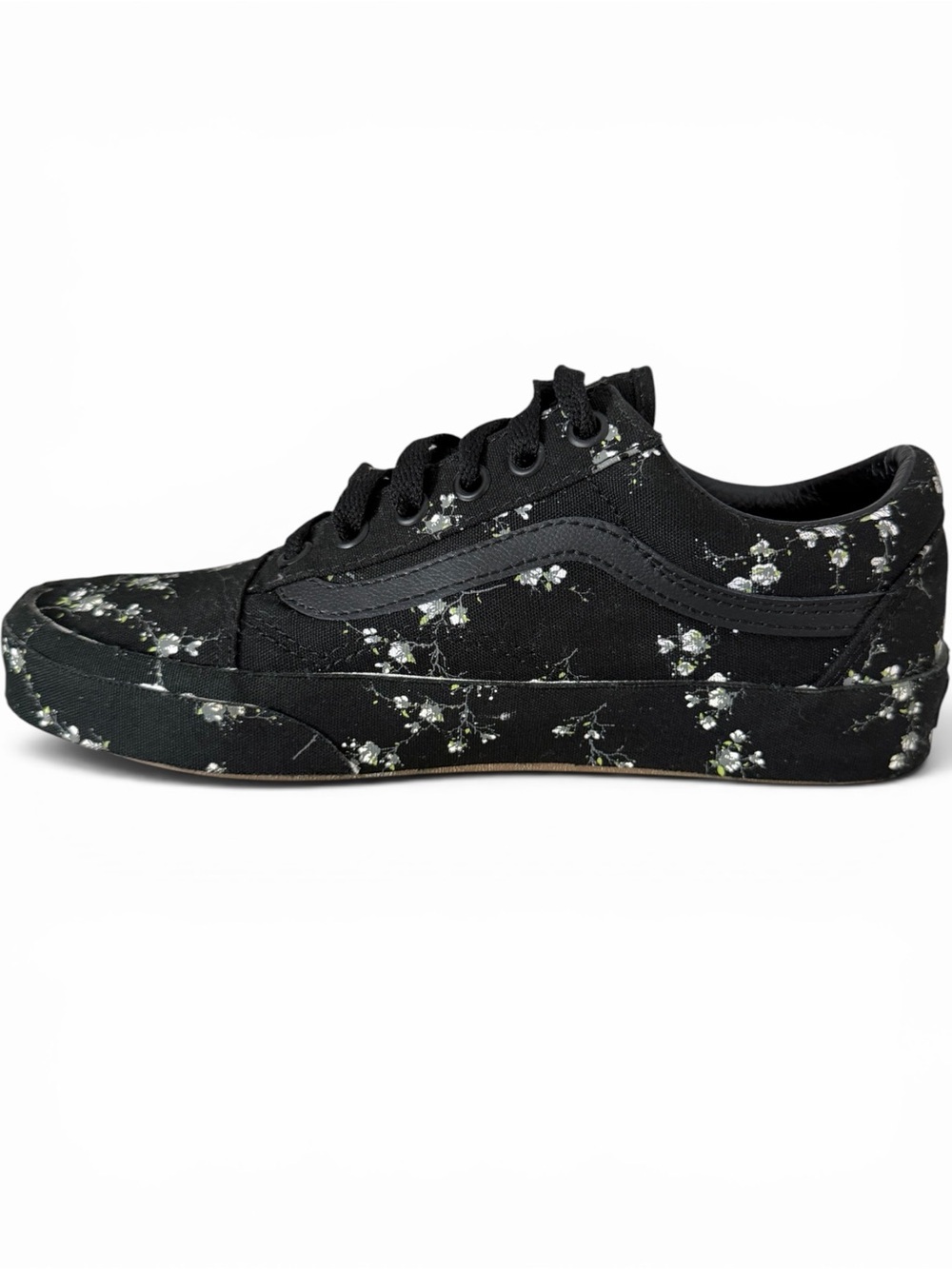 VANS Black Midnight Floral Old Skool Canvas Skate Sneakers women's 7
